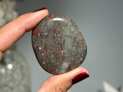 African Bloodstone Flat Palm Stone
