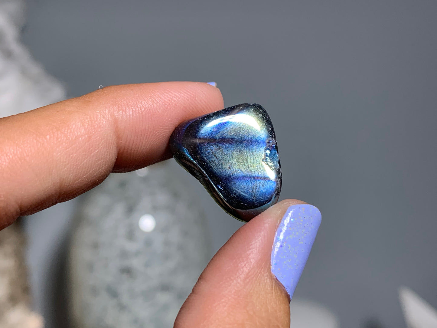 Tumbled Dark Titanium Aura Quartz