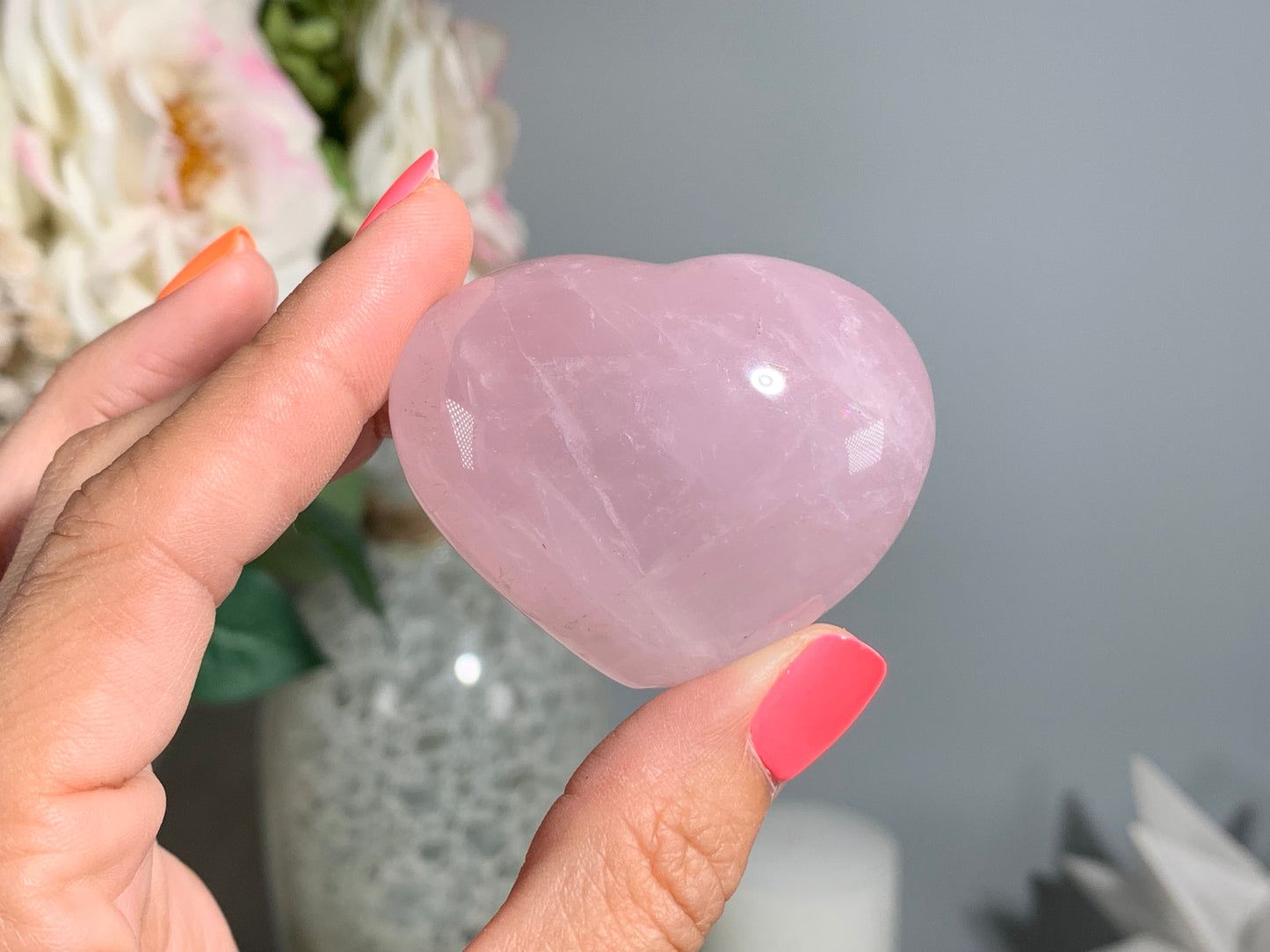 Medium Lavender Rose Quartz Heart