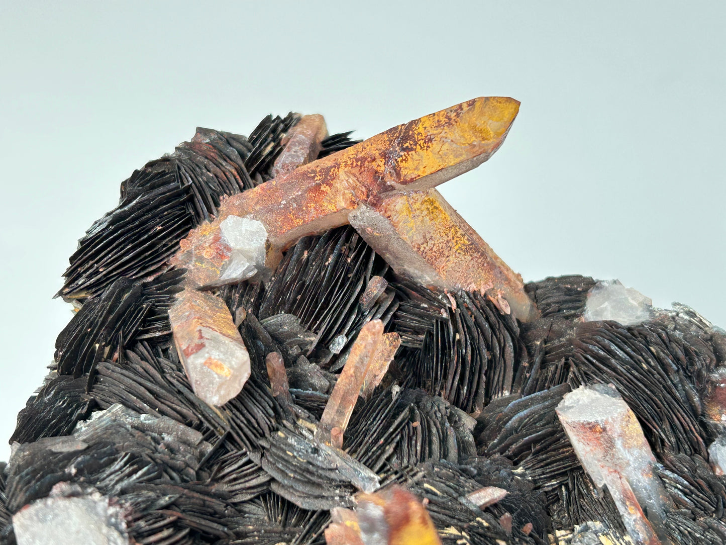 Specularite with Tangerine Quartz (6.4", 161mm)