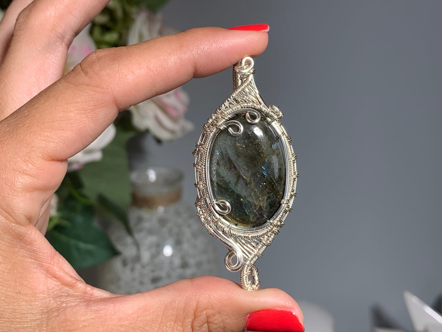 Wire Wrapped Labradorite Pendant (2.5" 64mm)