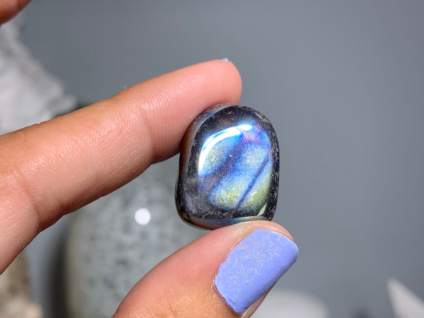 Tumbled Dark Titanium Aura Quartz