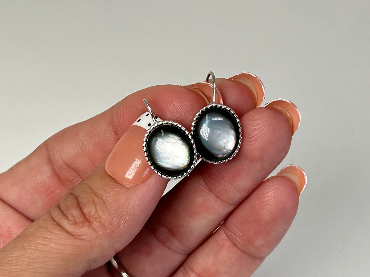 Black and Silver Shell Earrings