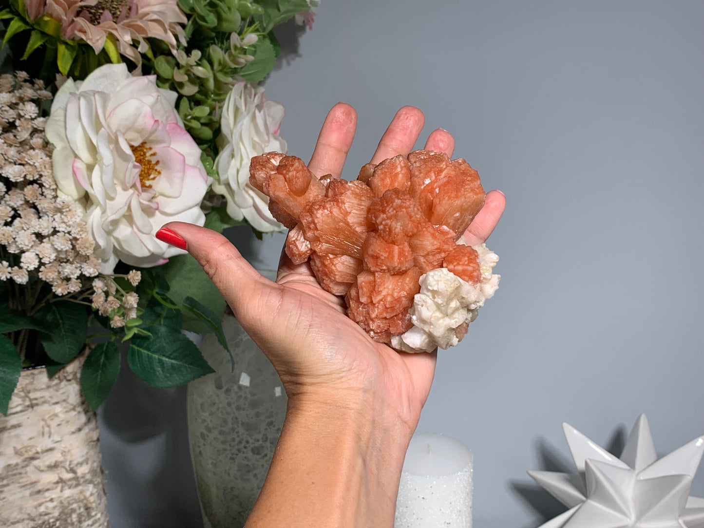 Red Stilbite Cluster (4.7", 120mm)