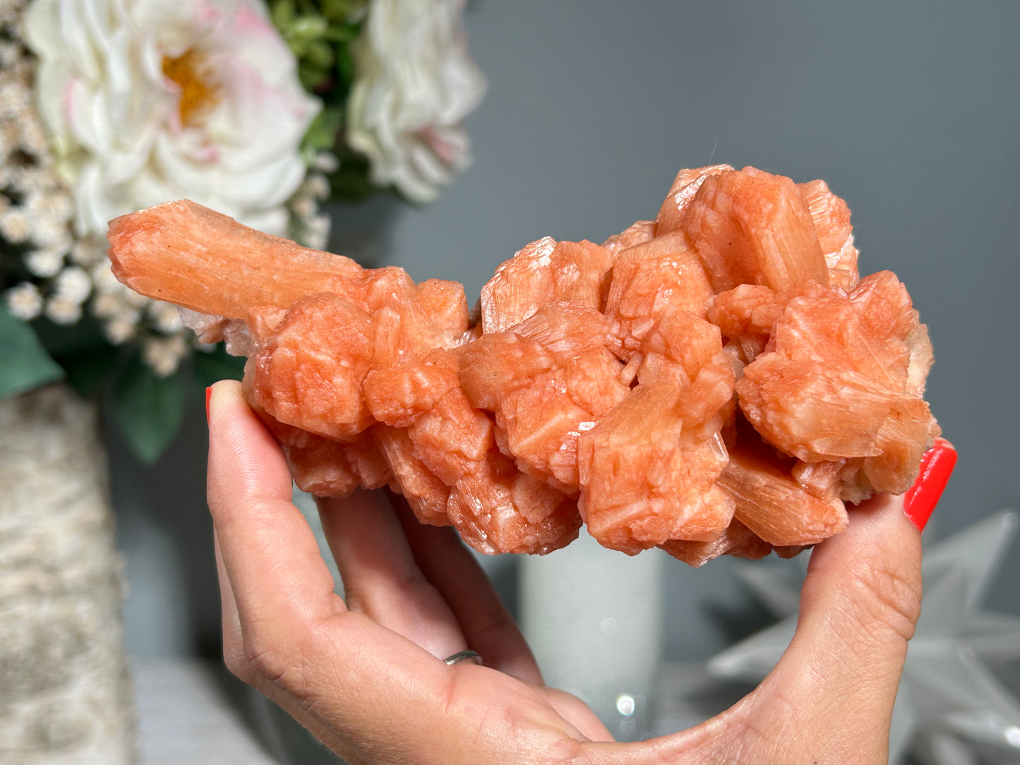 Red Stilbite Cluster (5.5", 139mm)