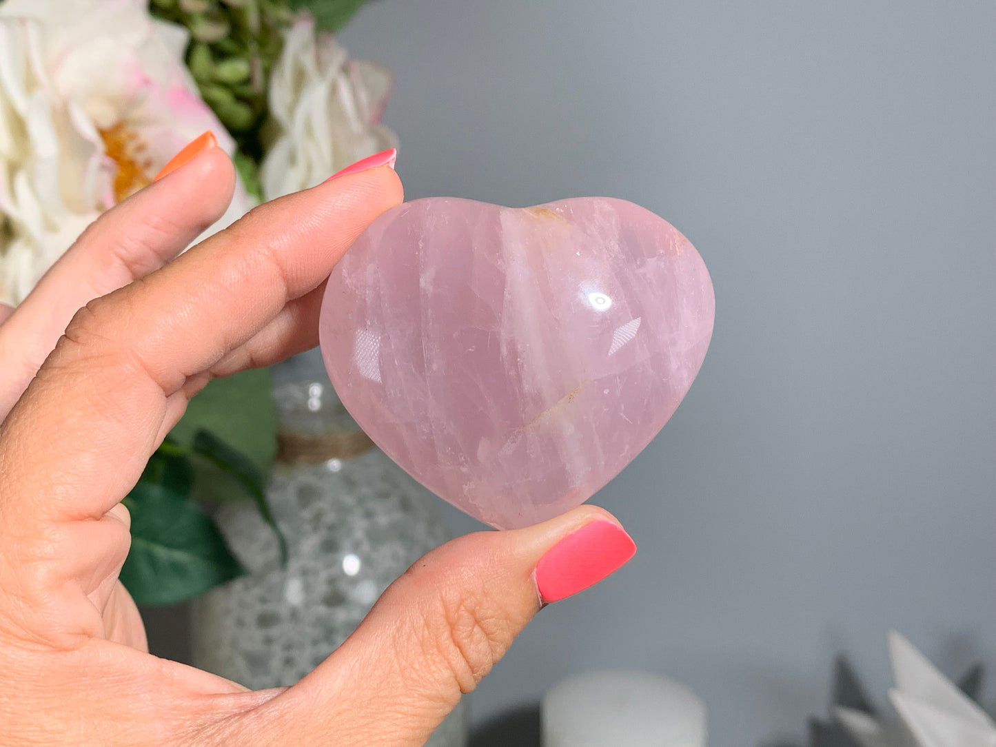 Large Lavender Rose Quartz Heart