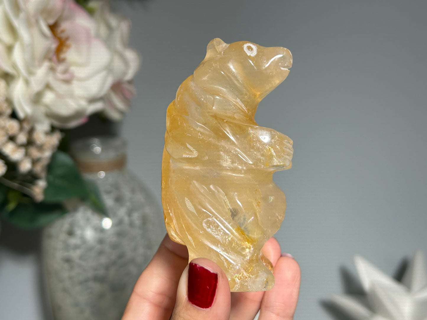 Yellow Hematoid Quartz Bear (3.5", 89mm)