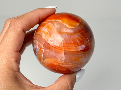 Carnelian with Druzy Amethyst Sphere (2.4", 62mm)