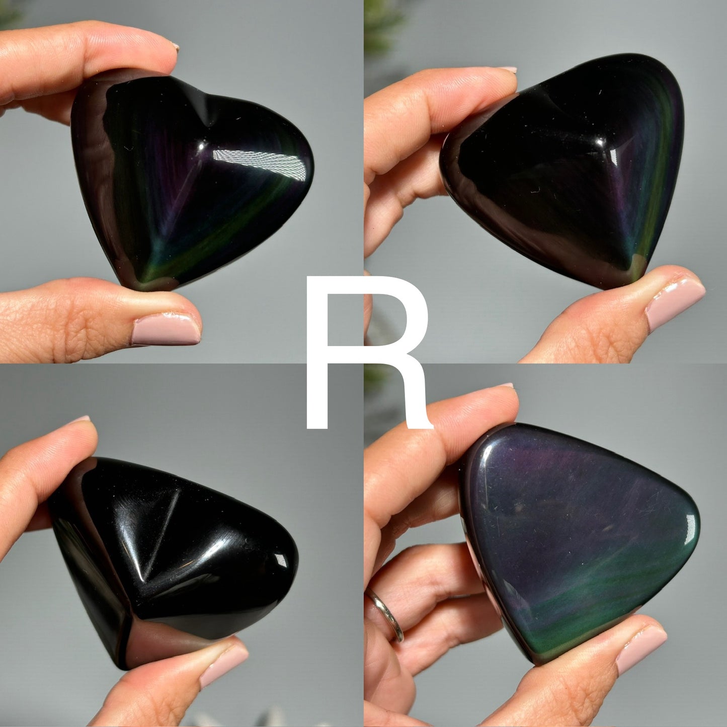 Rainbow Obsidian Heart