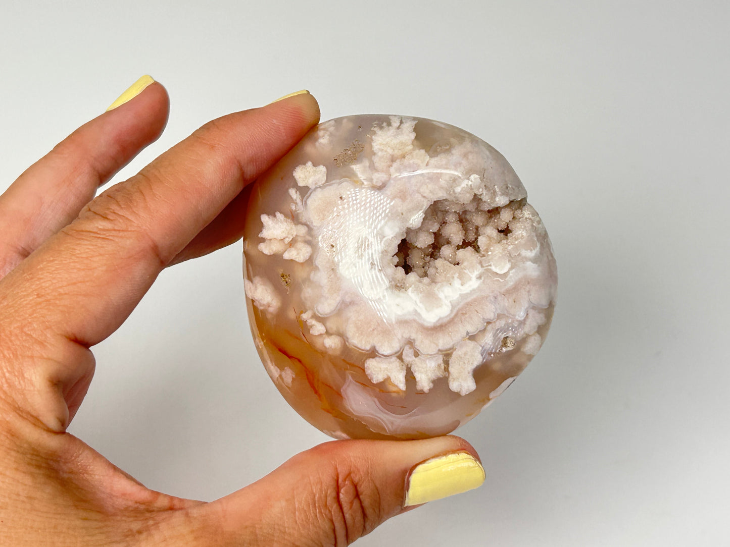 Flower Agate Palm Stone (2.4", 61mm)