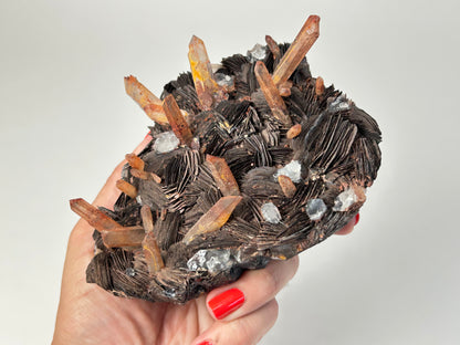 Specularite with Tangerine Quartz (4.7", 120mm)