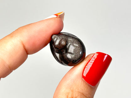 Silver Sheen Obsidian Sleeping Cat