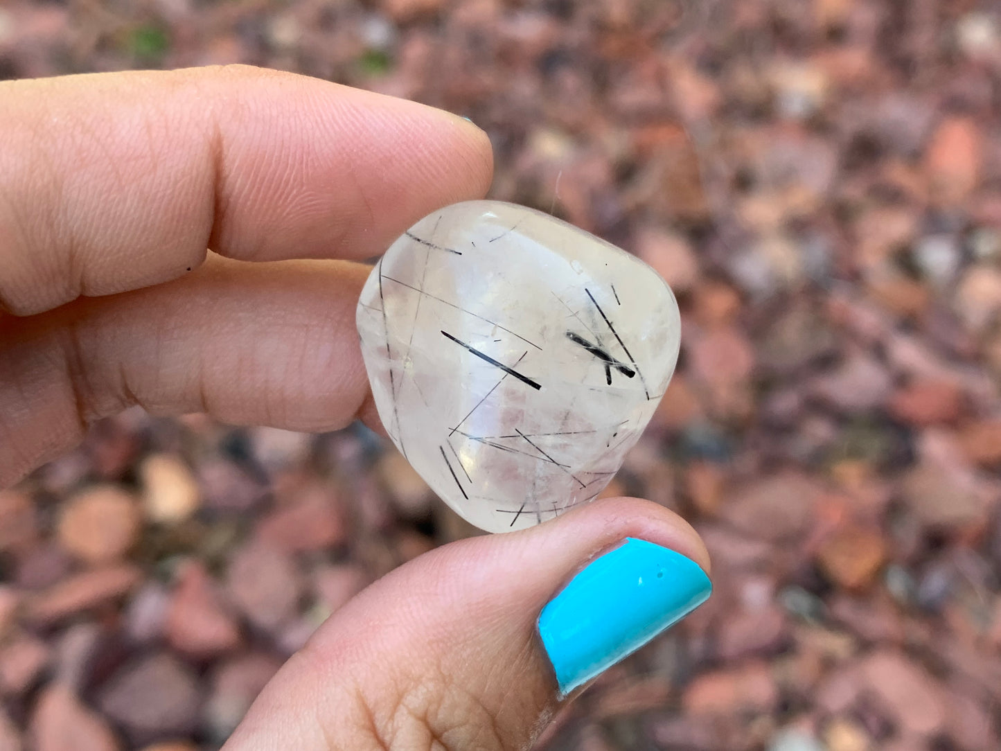 Tumbled Tourmaline Rutile in Quartz Medium