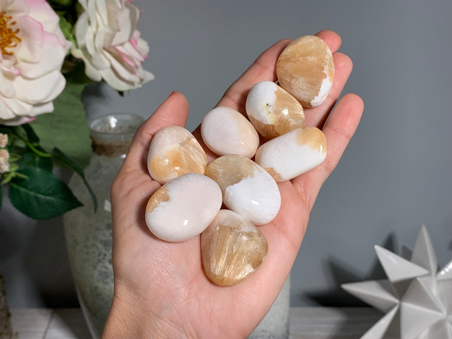 Tumbled Scolecite with Stilbite Large