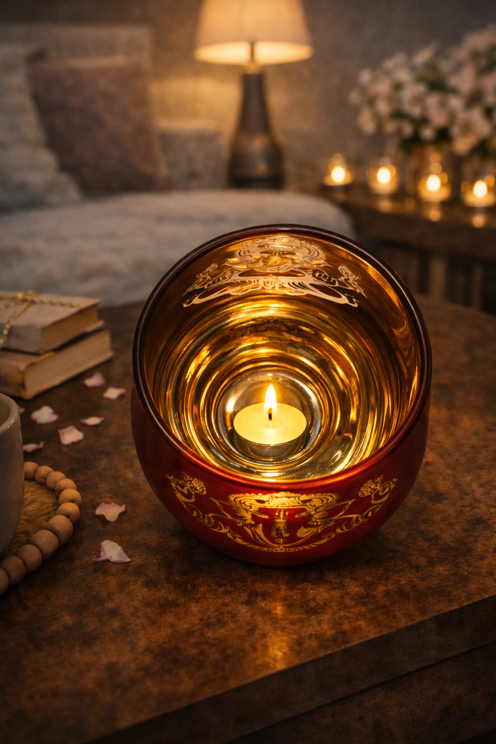 Ganesha Candle Holder - 2pcs: Red