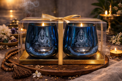 Shiva Candle Holder - 2pcs: Blue