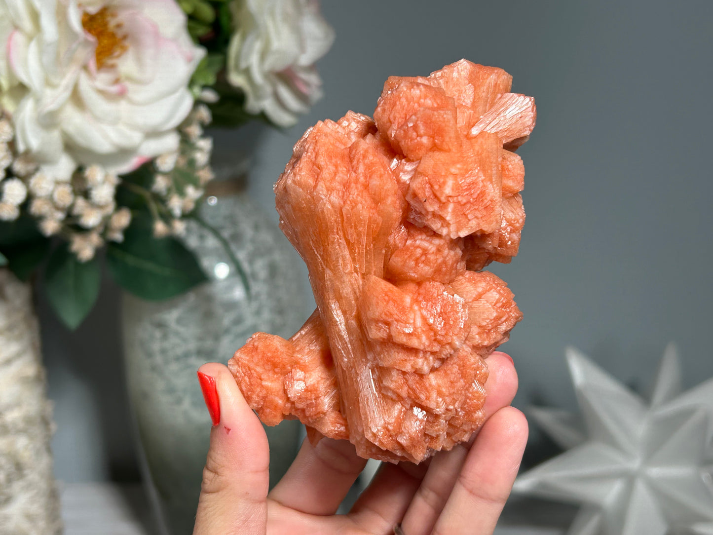 Red Stilbite Cluster (4.1", 104mm)