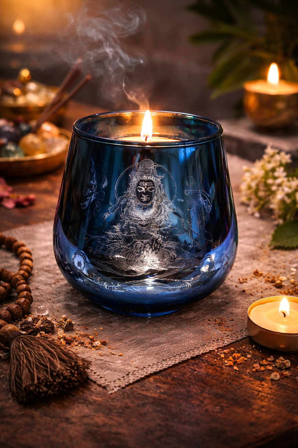 Shiva Candle Holder - 2pcs: Blue