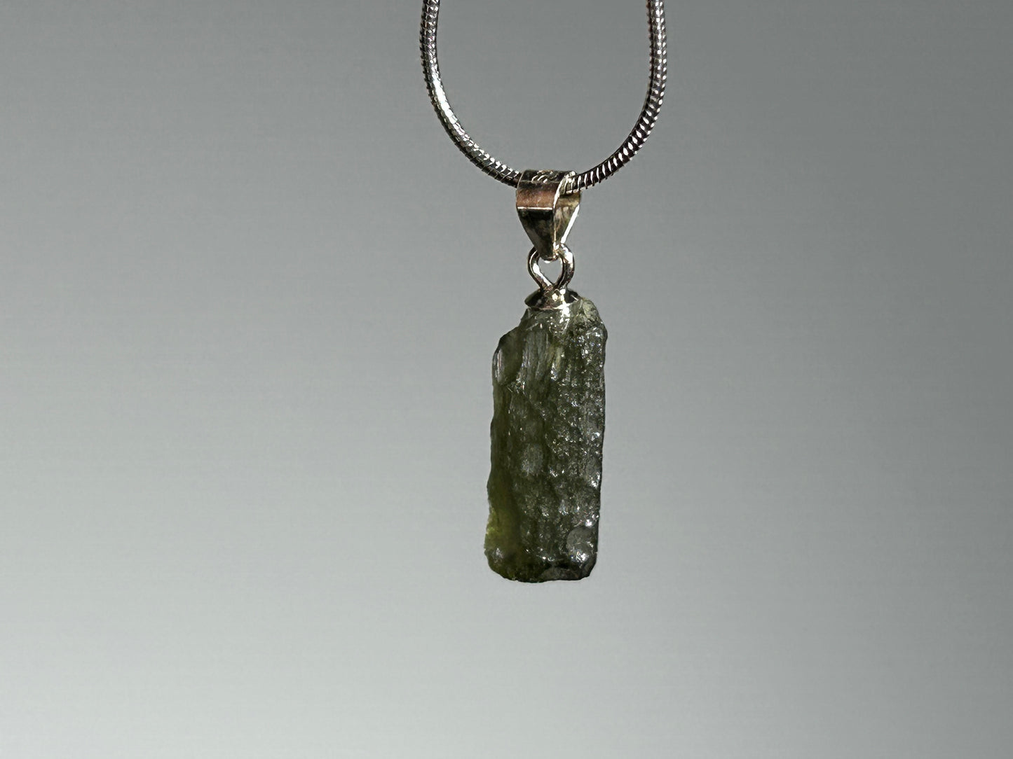 Moldavite Sterling Silver Pendant (16mm long)