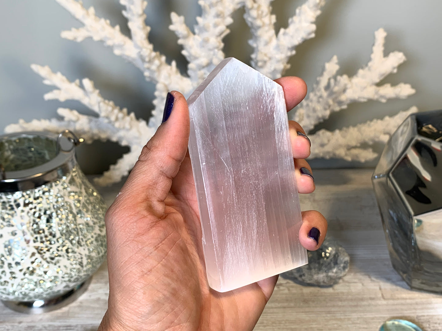 Selenite Flat Point (4" / 10 cm)