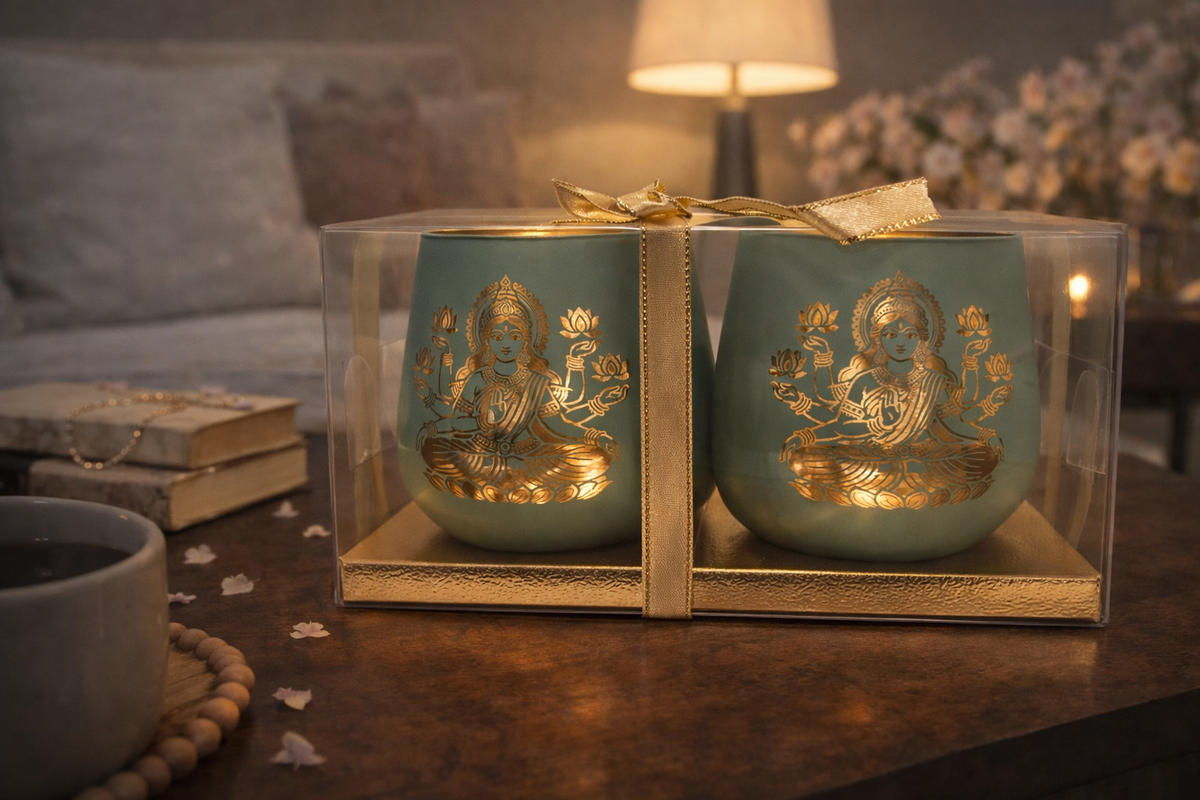 Lakshmi Candle Holder - 2pcs: Turquoise
