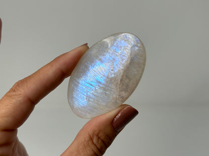 Rainbow Moonstone Palm Stone (2.2", 56mm)