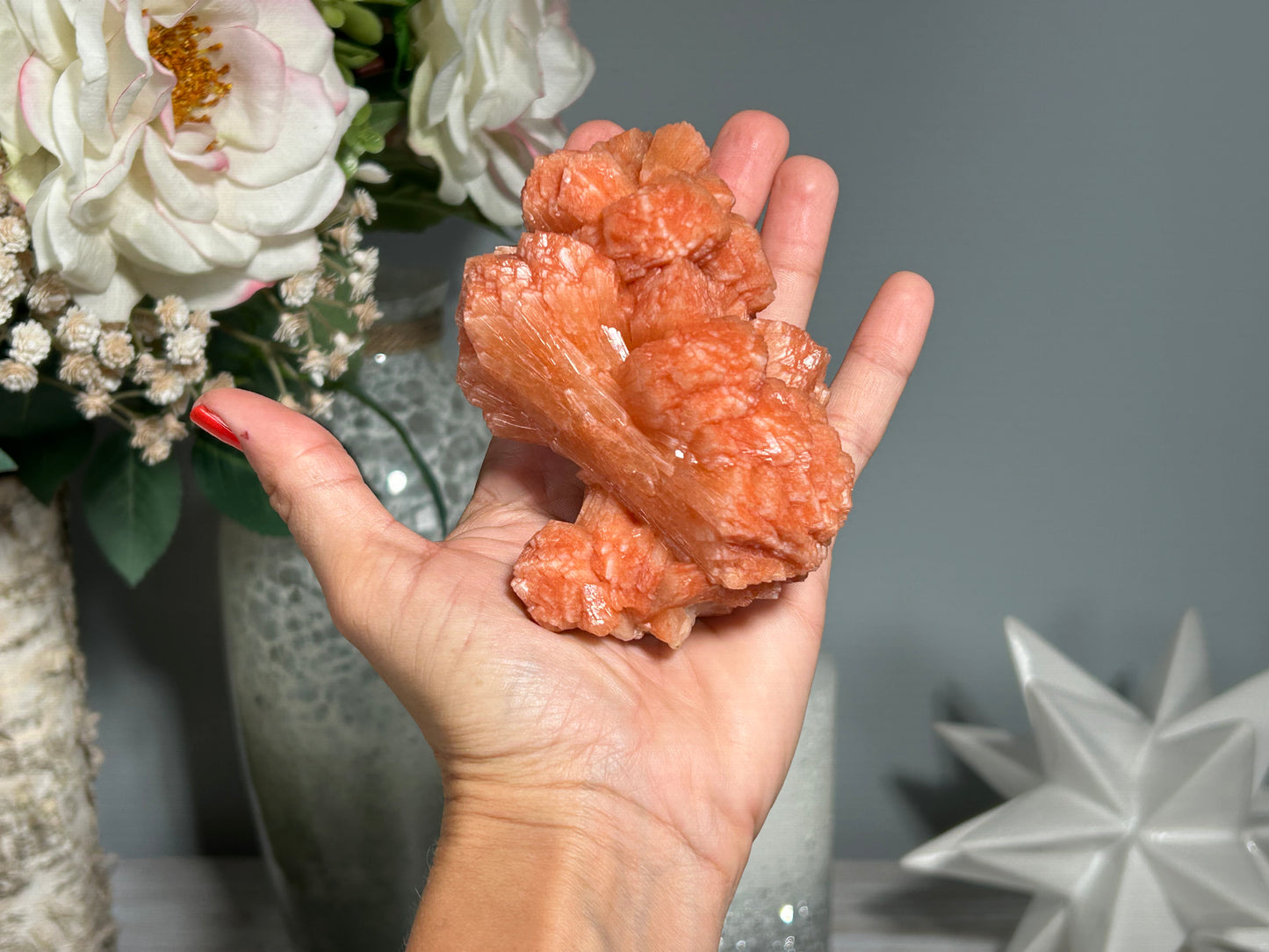 Red Stilbite Cluster (4.1", 104mm)