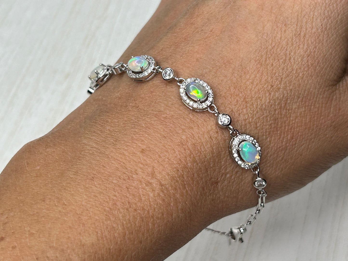 Fire Opal with Cubic Zirconia Bracelet #OVSP