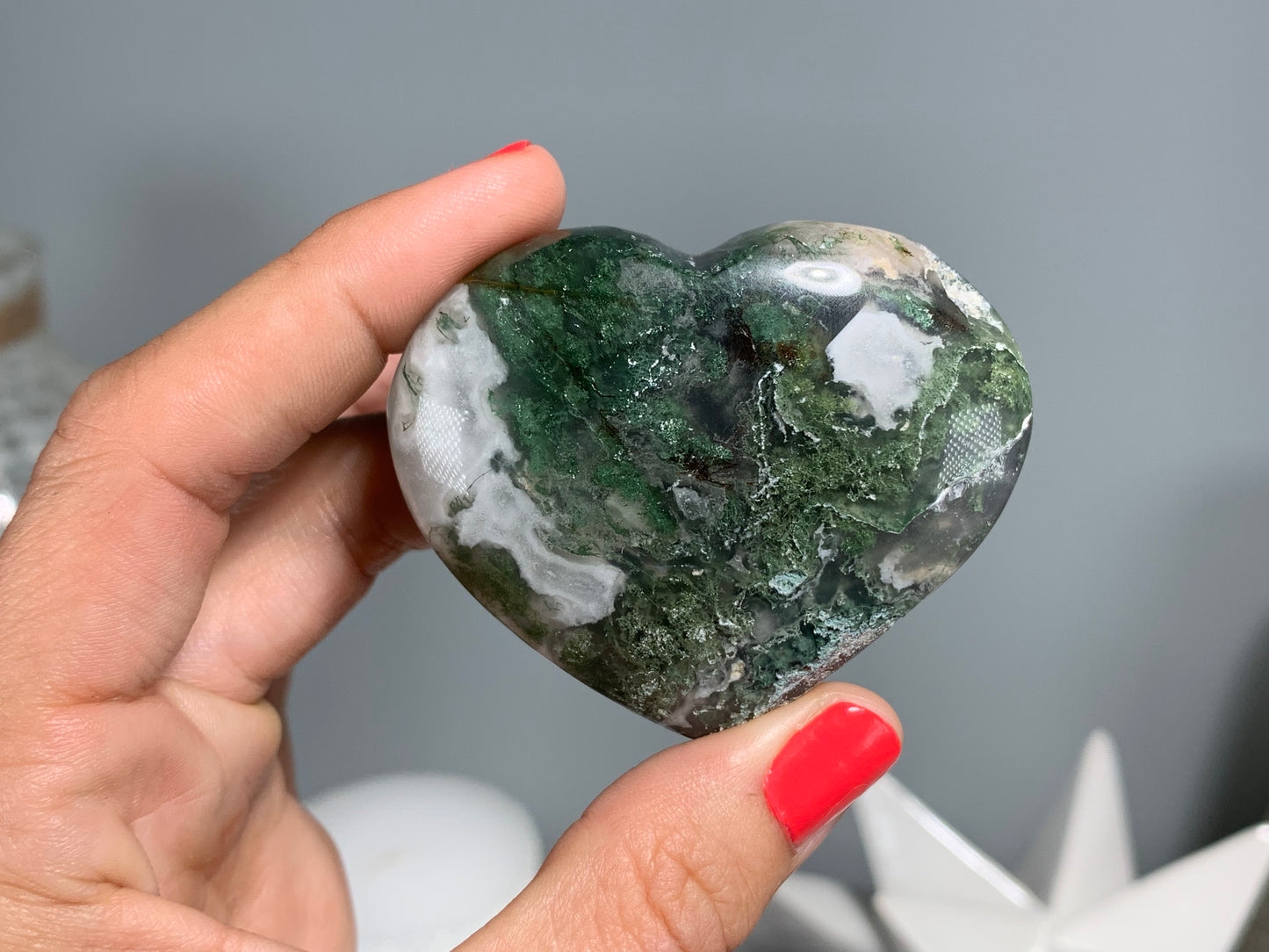 Moss Agate Heart Large