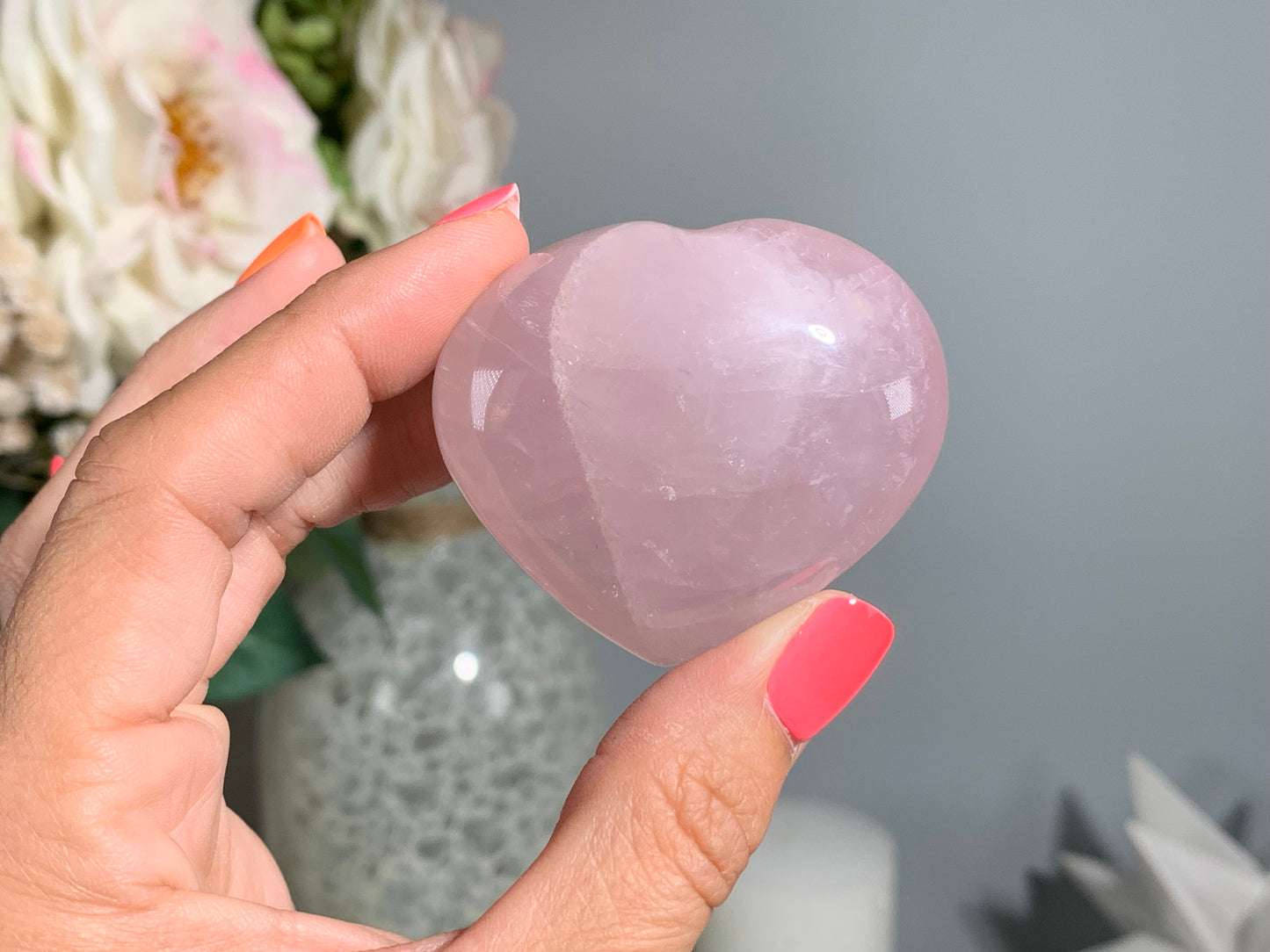 Medium Lavender Rose Quartz Heart