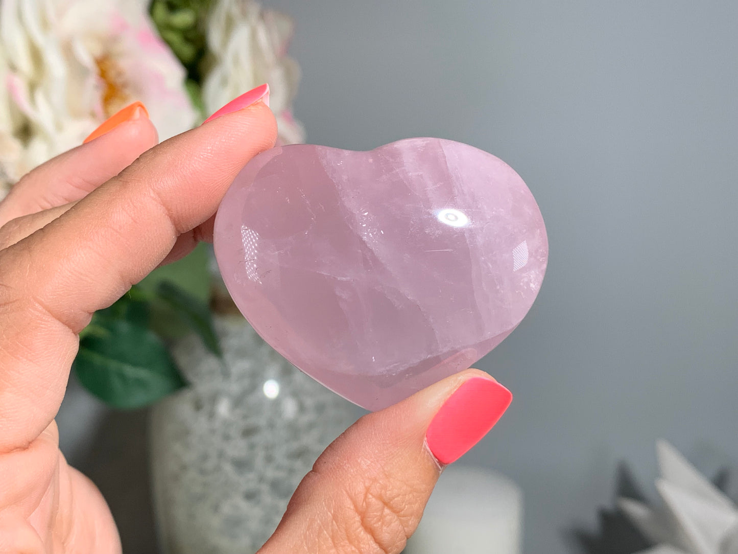 Medium Lavender Rose Quartz Heart