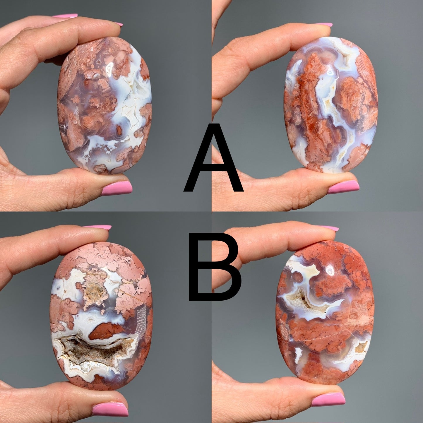 Pink Agate Palm Stone