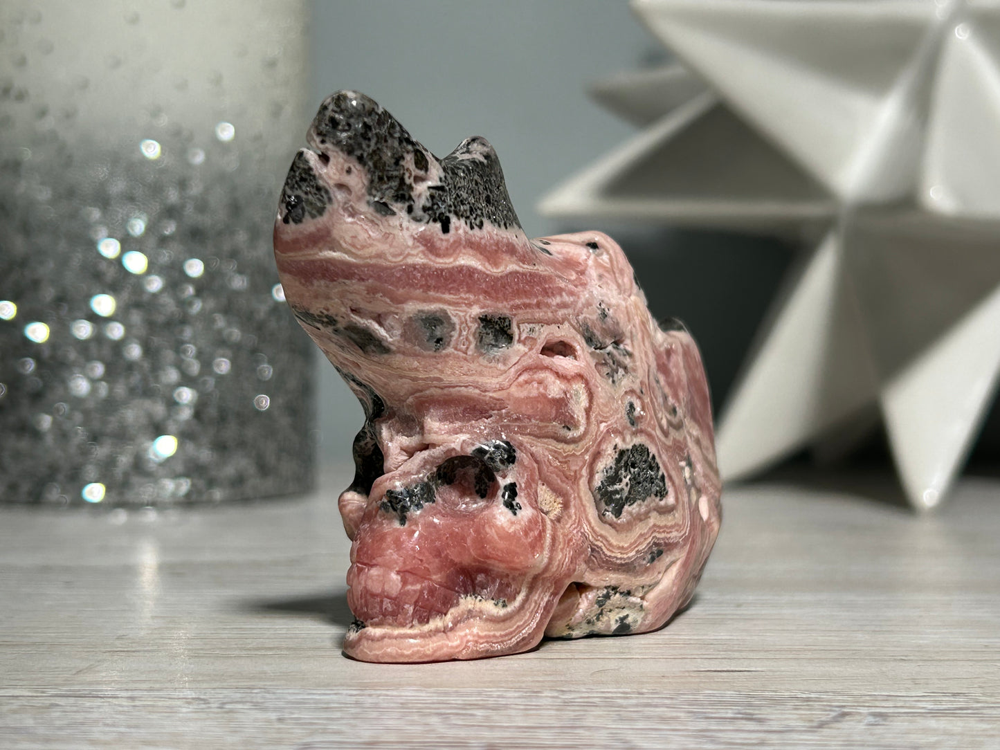 Rhodochrosite Skull (2.8", 72mm)