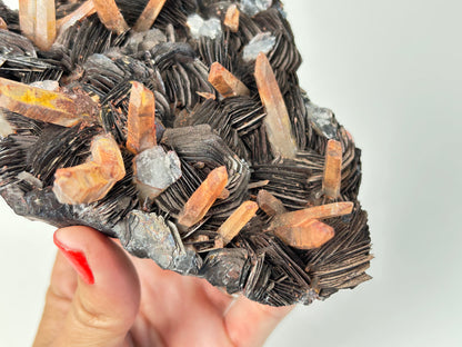 Specularite with Tangerine Quartz (4.7", 120mm)
