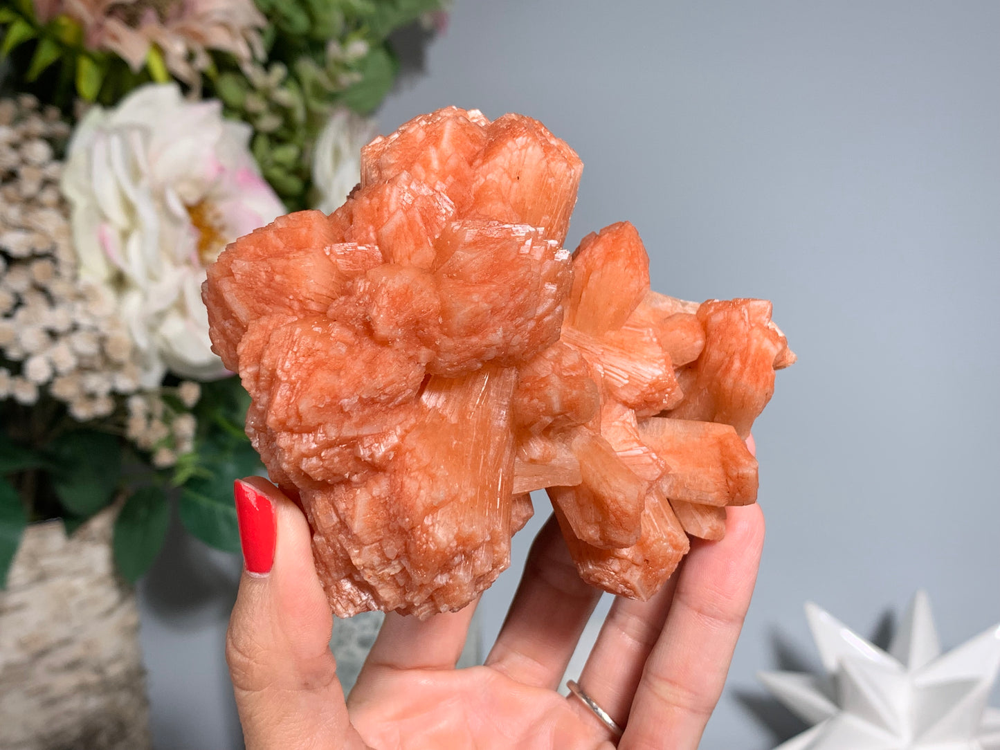 Red Stilbite Cluster (4.25", 108mm)