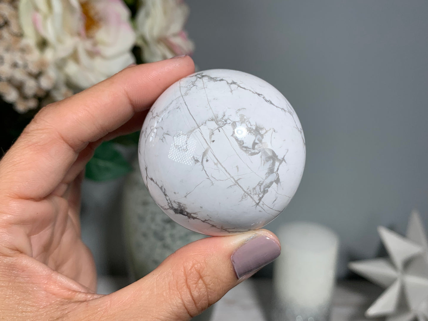 White Howlite Sphere (2" 50mm)