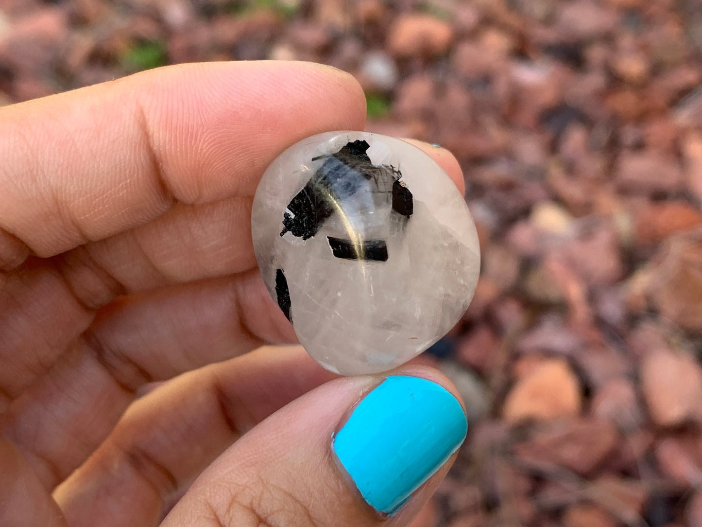 Tumbled Tourmaline Rutile in Quartz Large