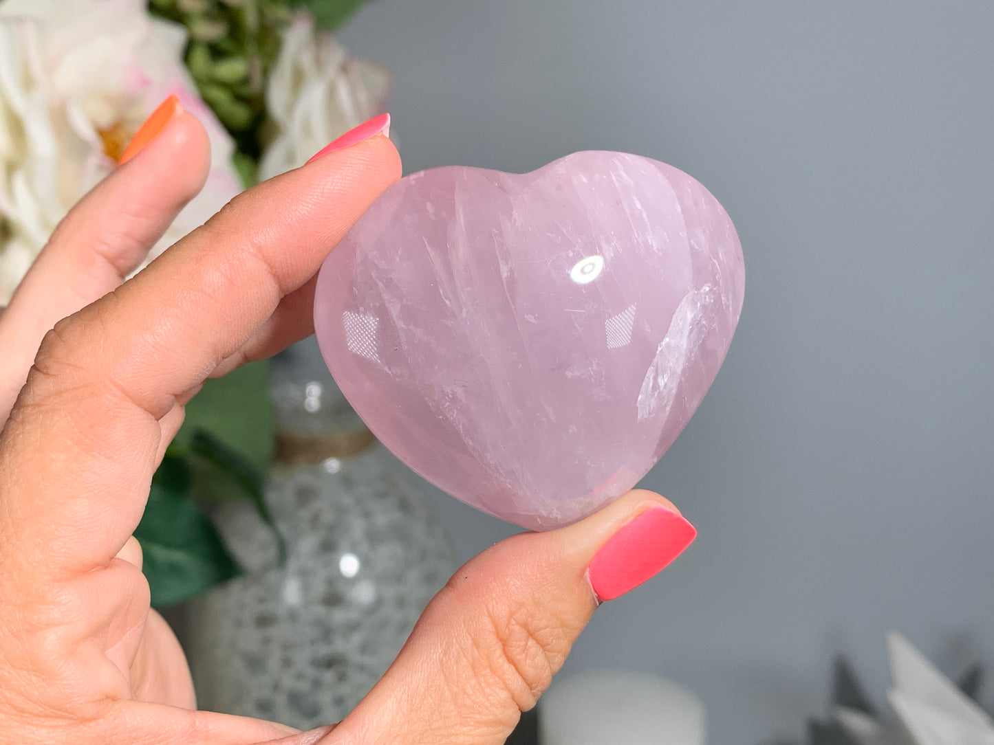 Large Lavender Rose Quartz Heart