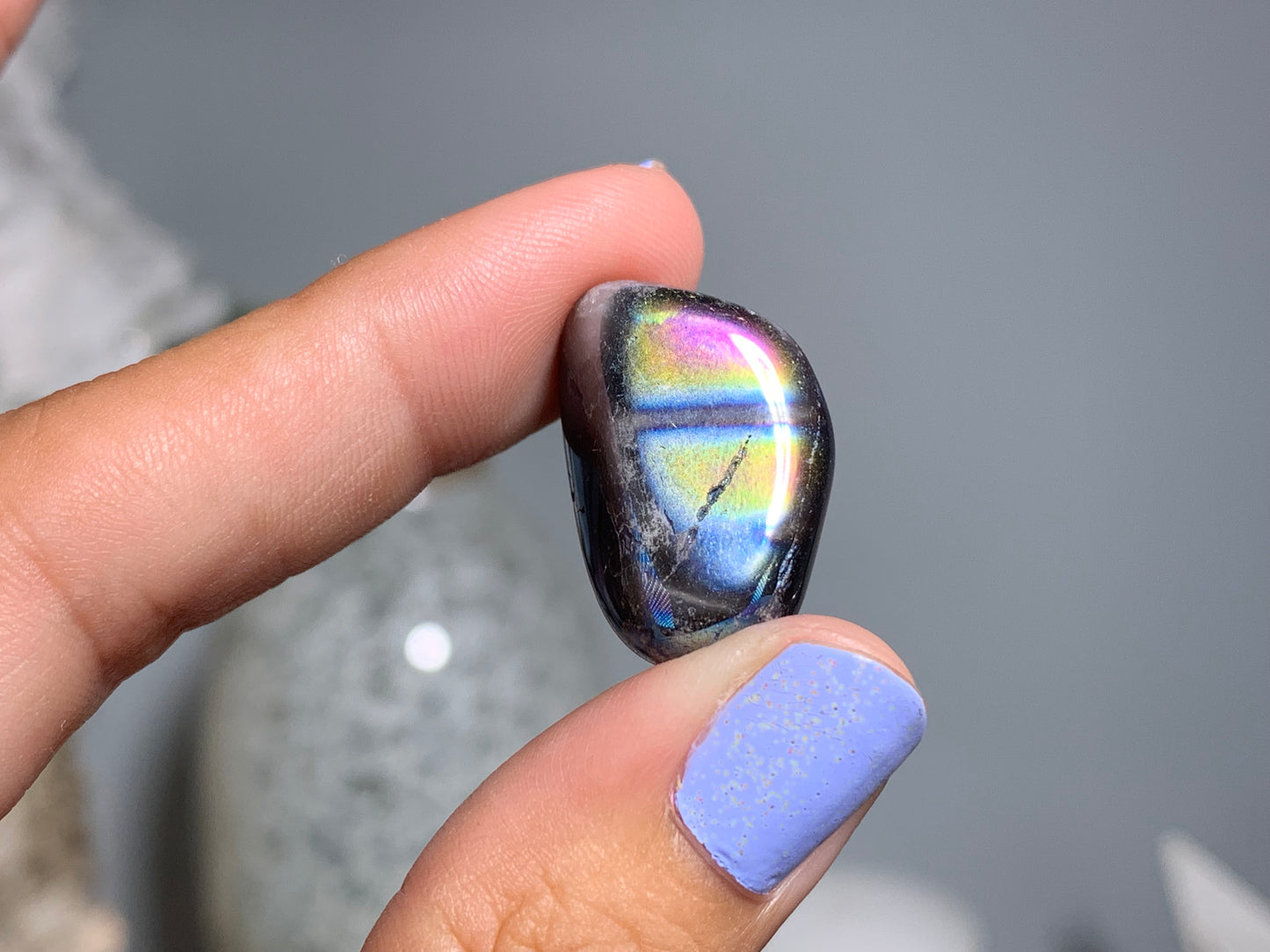 Tumbled Dark Titanium Aura Quartz