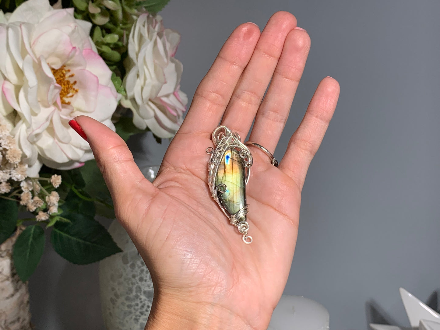 Wire Wrapped Labradorite Pendant (2.5" 65mm)