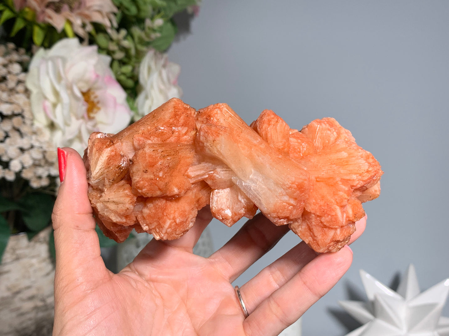 Red Stilbite Cluster (5", 128mm)