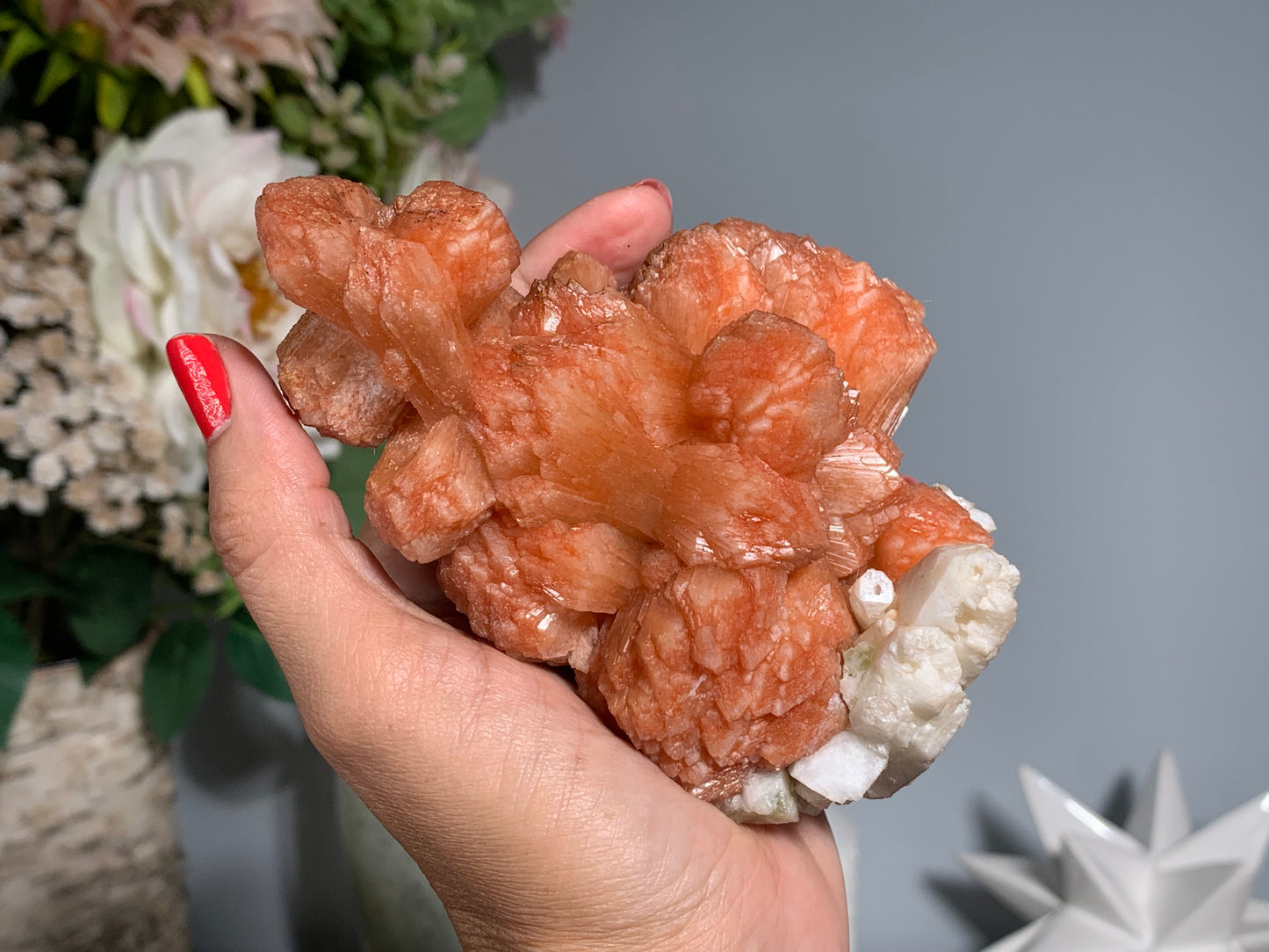 Red Stilbite Cluster (4.7", 120mm)