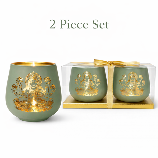 Lakshmi Candle Holder - 2pcs: Turquoise