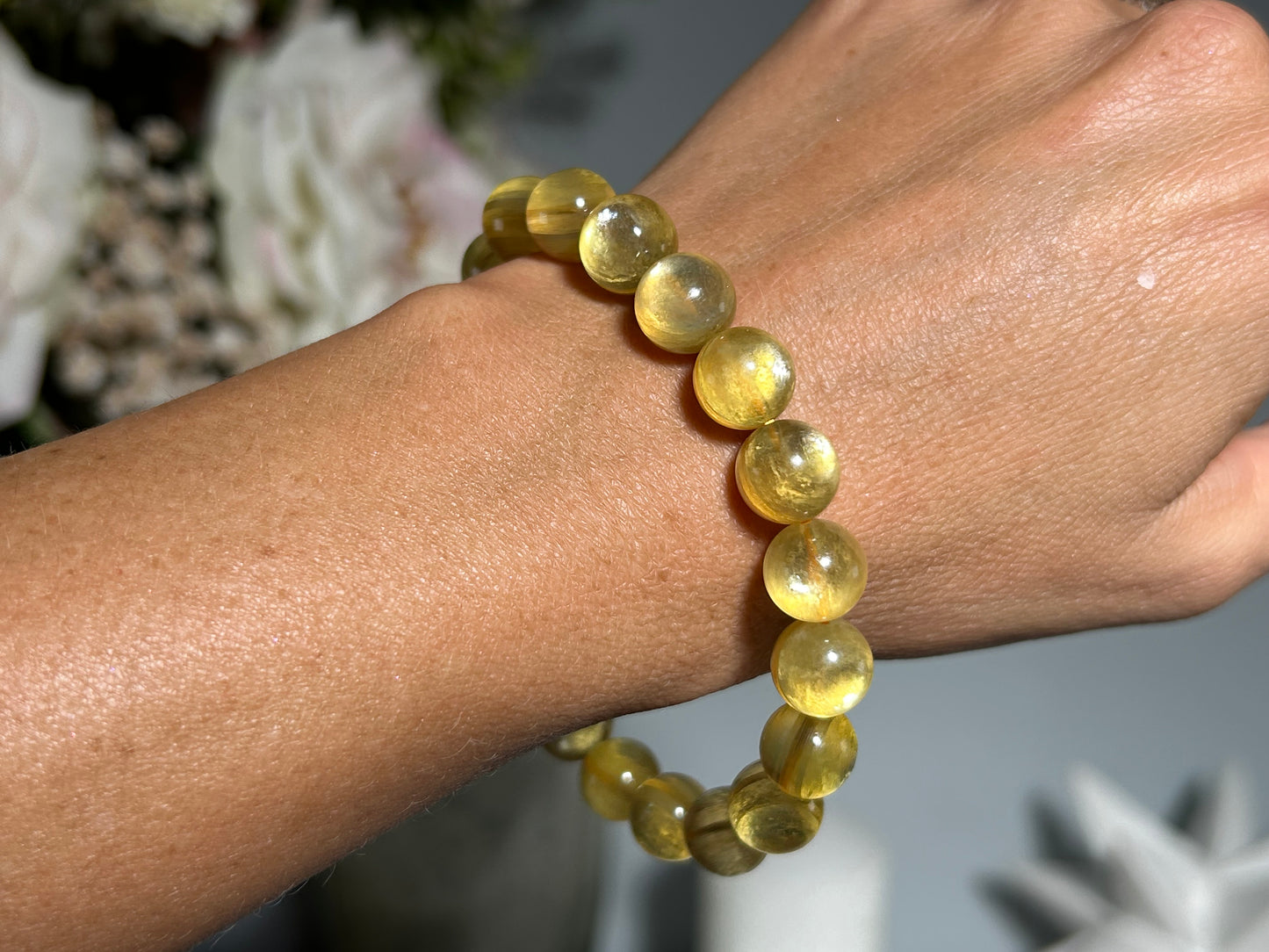 10mm Golden Muscovite Mica Bracelet