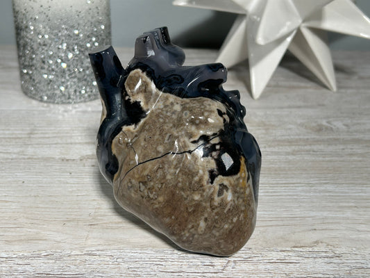 Volcano Agate Anatomical Heart (5", 127mm)