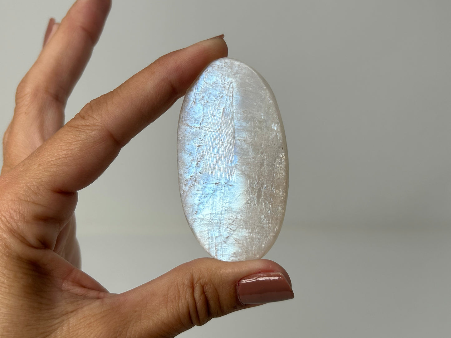 Rainbow Moonstone Palm Stone (2.4", 62mm)