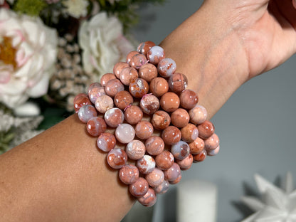 10mm Pink Agate Bracelet
