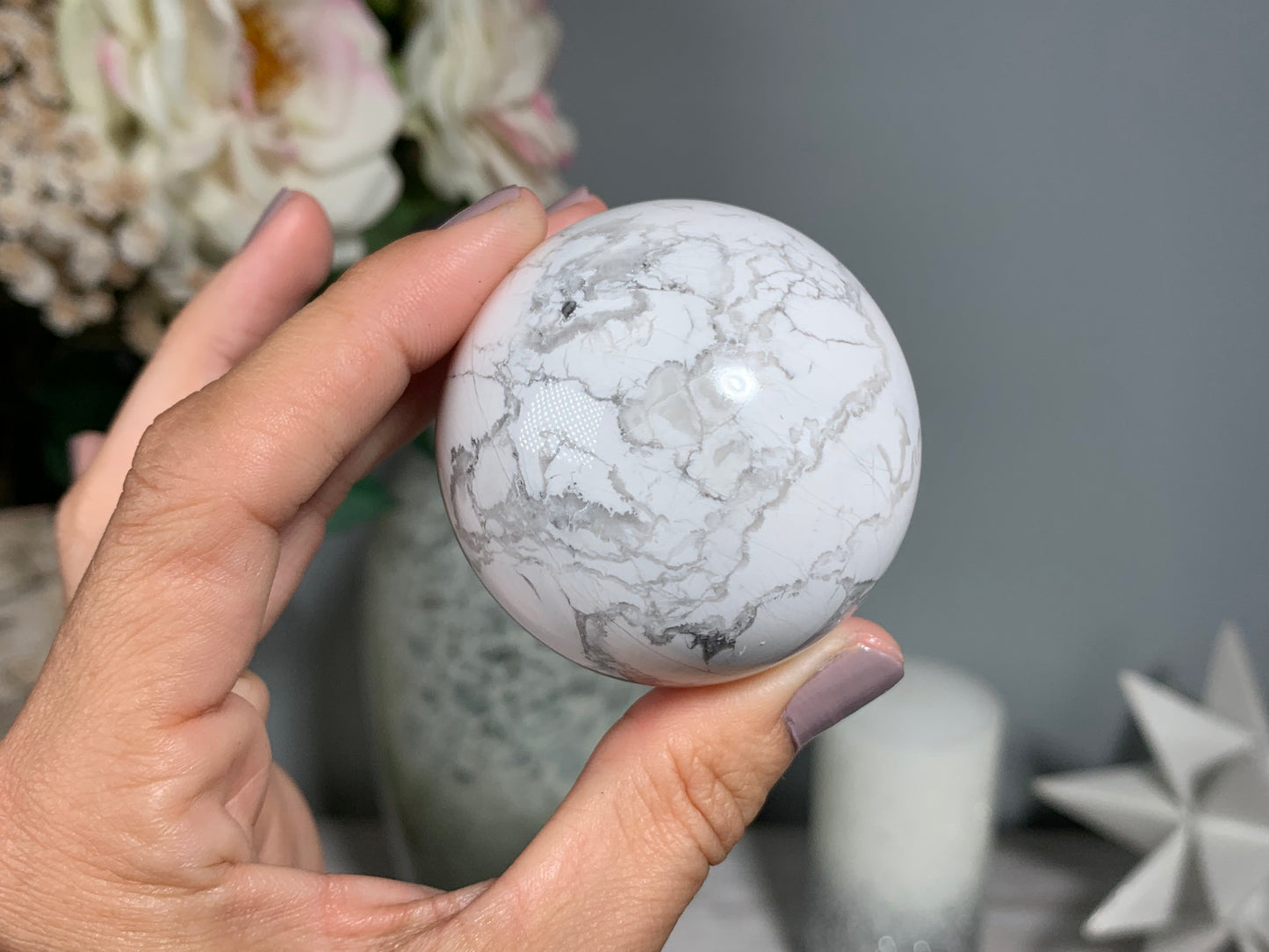 White Howlite Sphere (2" 50mm)