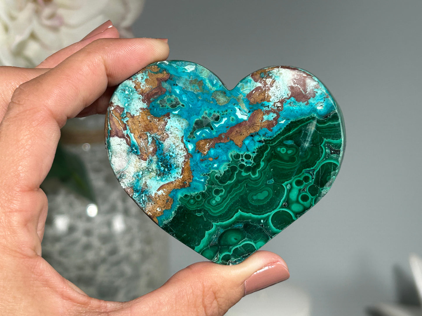 Malachite Chrysocolla Heart (2.75", 70mm)