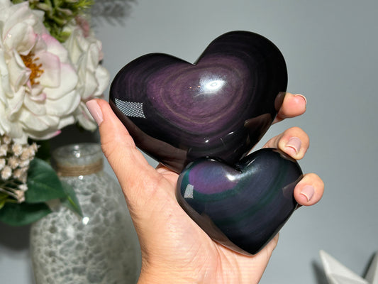 Rainbow Obsidian Puffy Heart